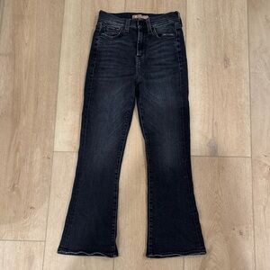 7 For All Mankind High Waist Slim Kick Black Grey Stretch Cropped Jeans size 25